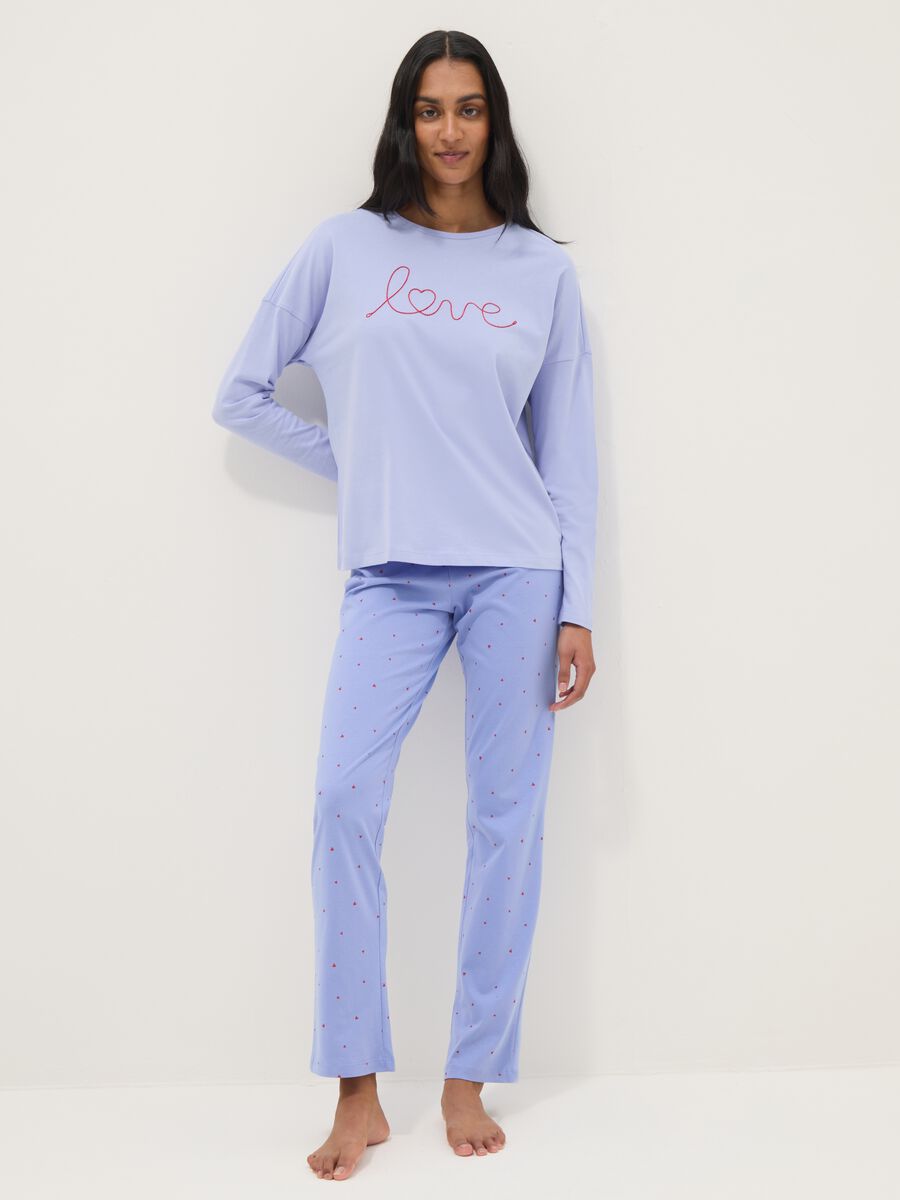 Purple pure cotton pyjamas regular fit with embroidery_0