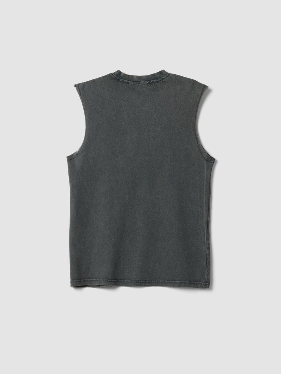 Black oversized pure cotton vest top_1