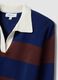 Blauer, gestreifter Pullover aus Viskosemix mit Polokragen, Regular Fit_1