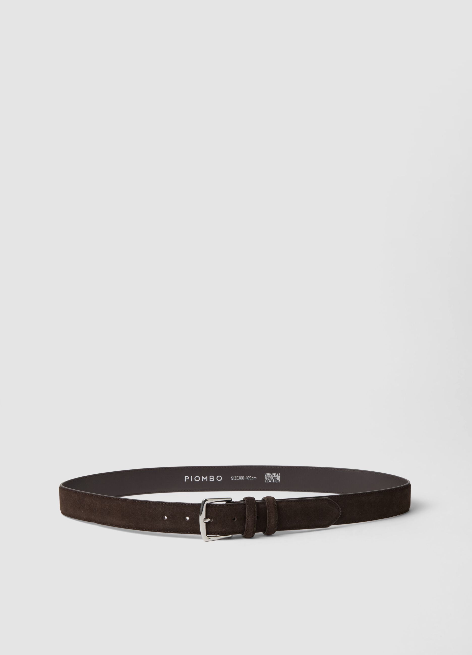 Brown genuine suede leather belt