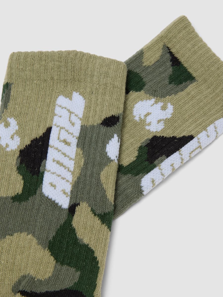 Chaussettes de sport vertes en coton stretch camouflage_1