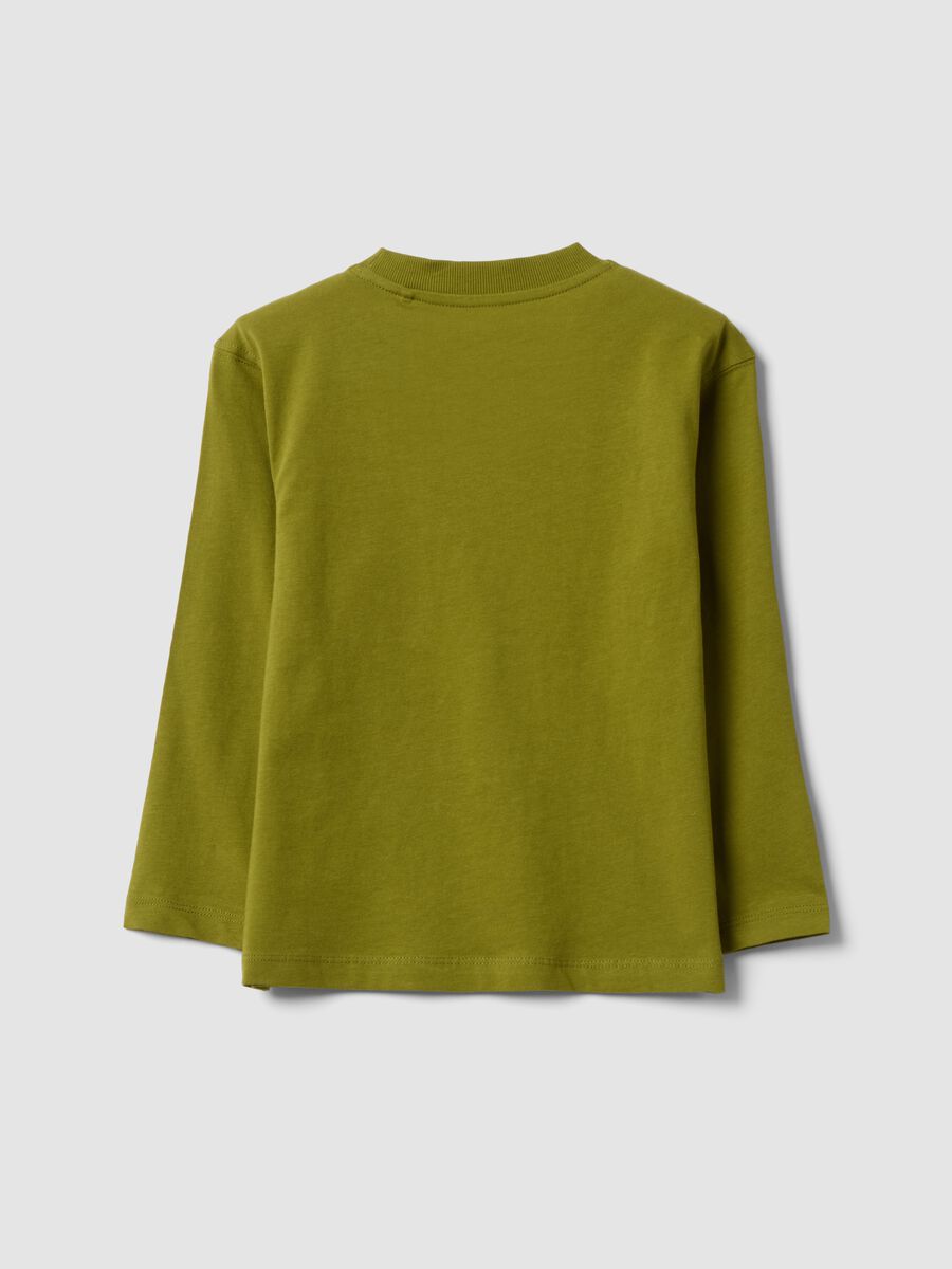 Green oversized pure cotton T-shirt with contrast print for boys_1