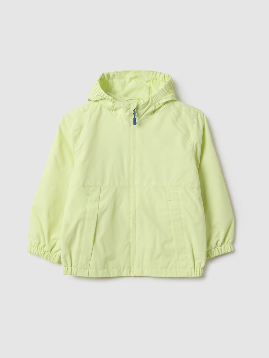 Yellow regular fit children's lightweight jacket with full zip and hood_0