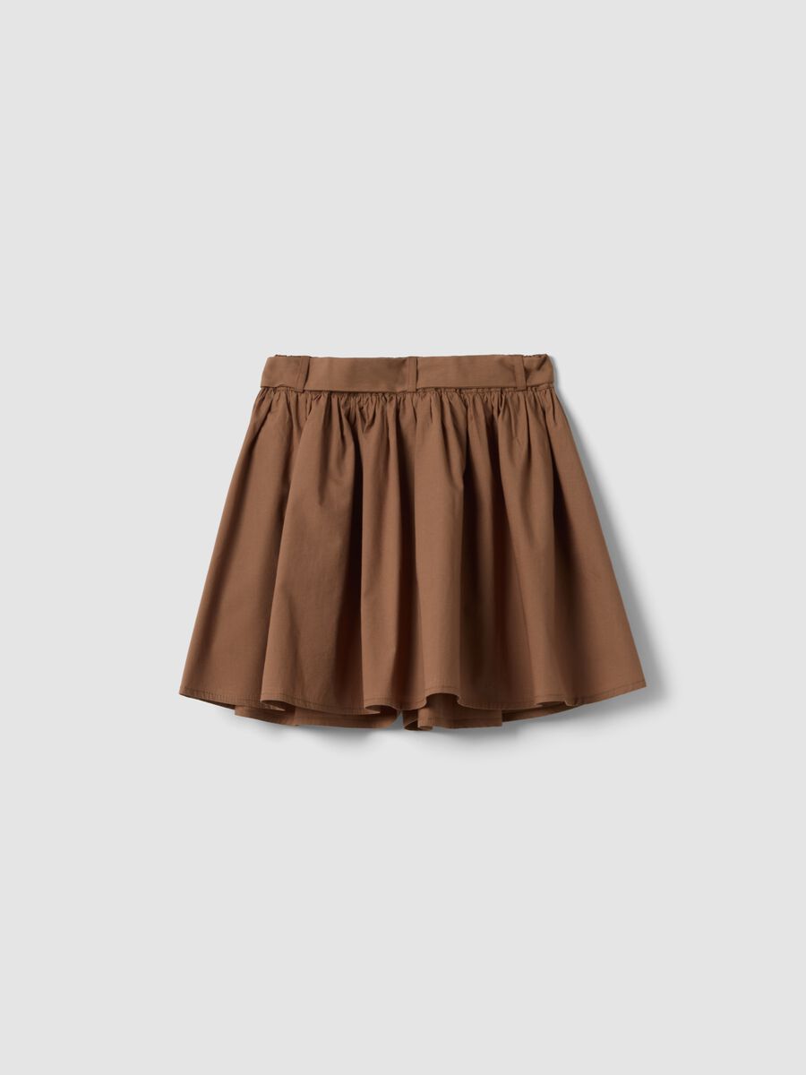 Brown pure cotton girls' skirt regular fit with bow_1