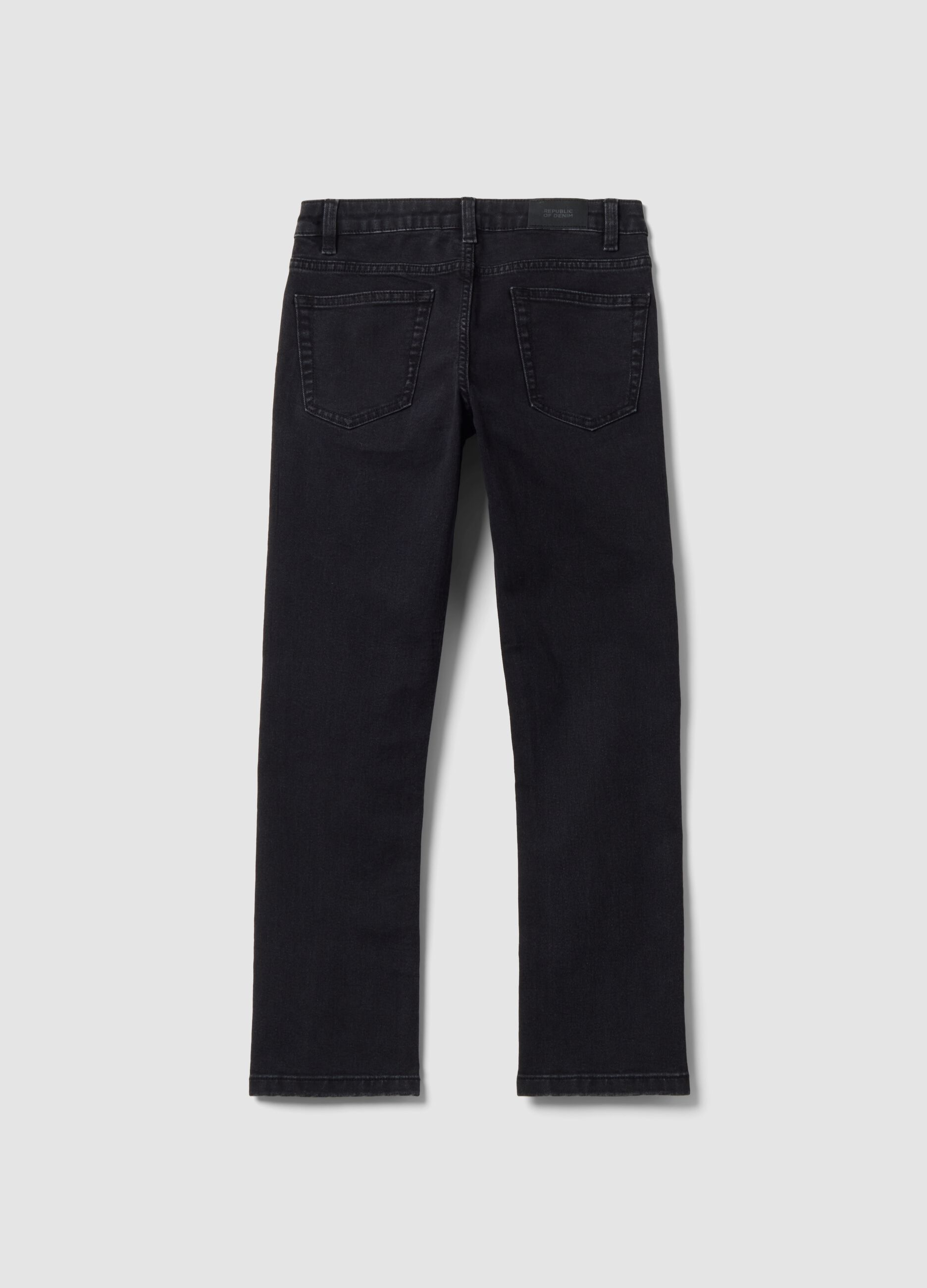 Jeans denim neri in cotone elasticizzato regular fit per ragazzo