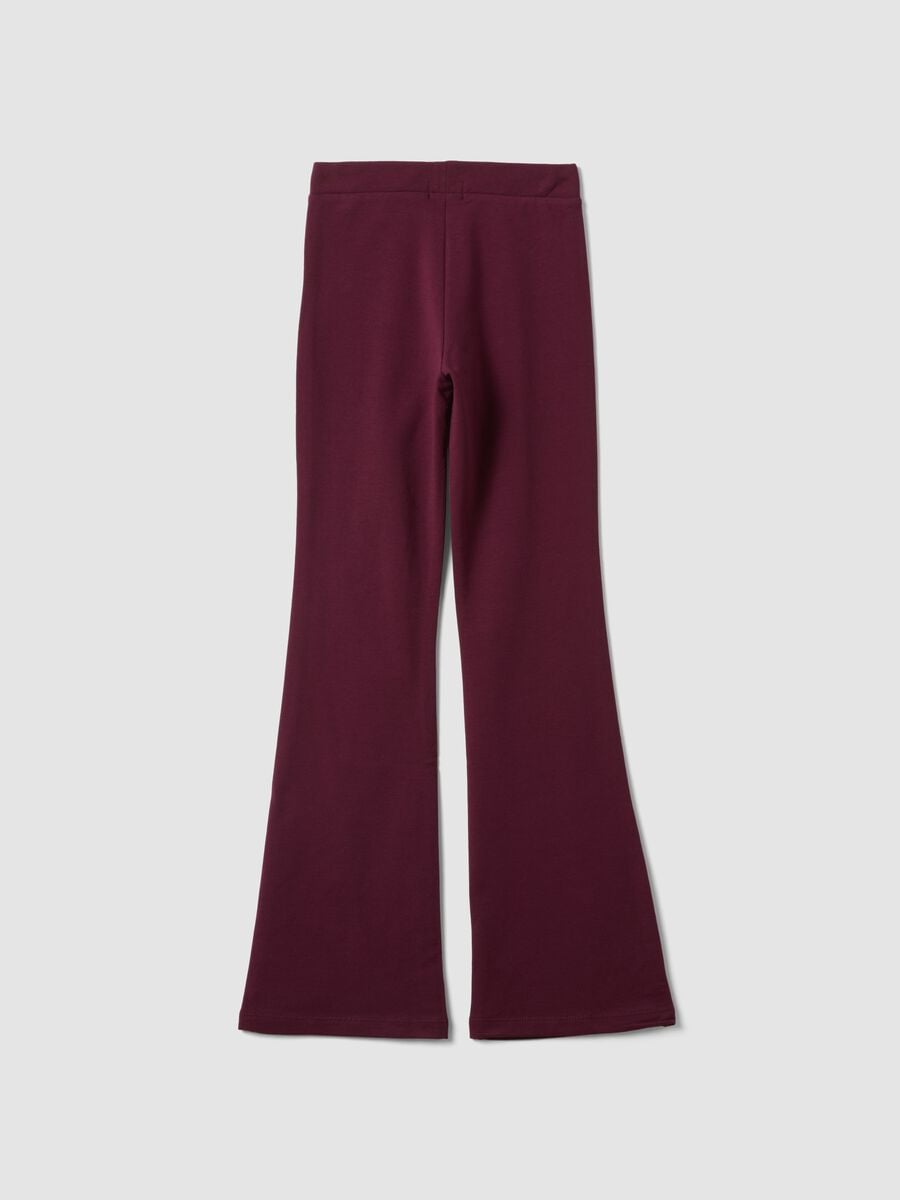 Plum purple flared stretch cotton leggings_1