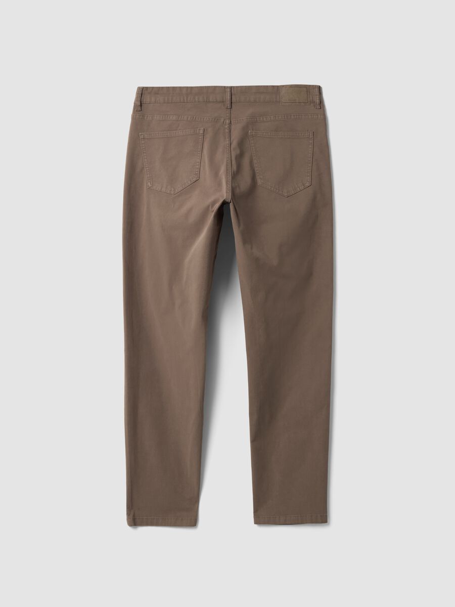 Brown slim-fit stretch cotton twill trousers_2