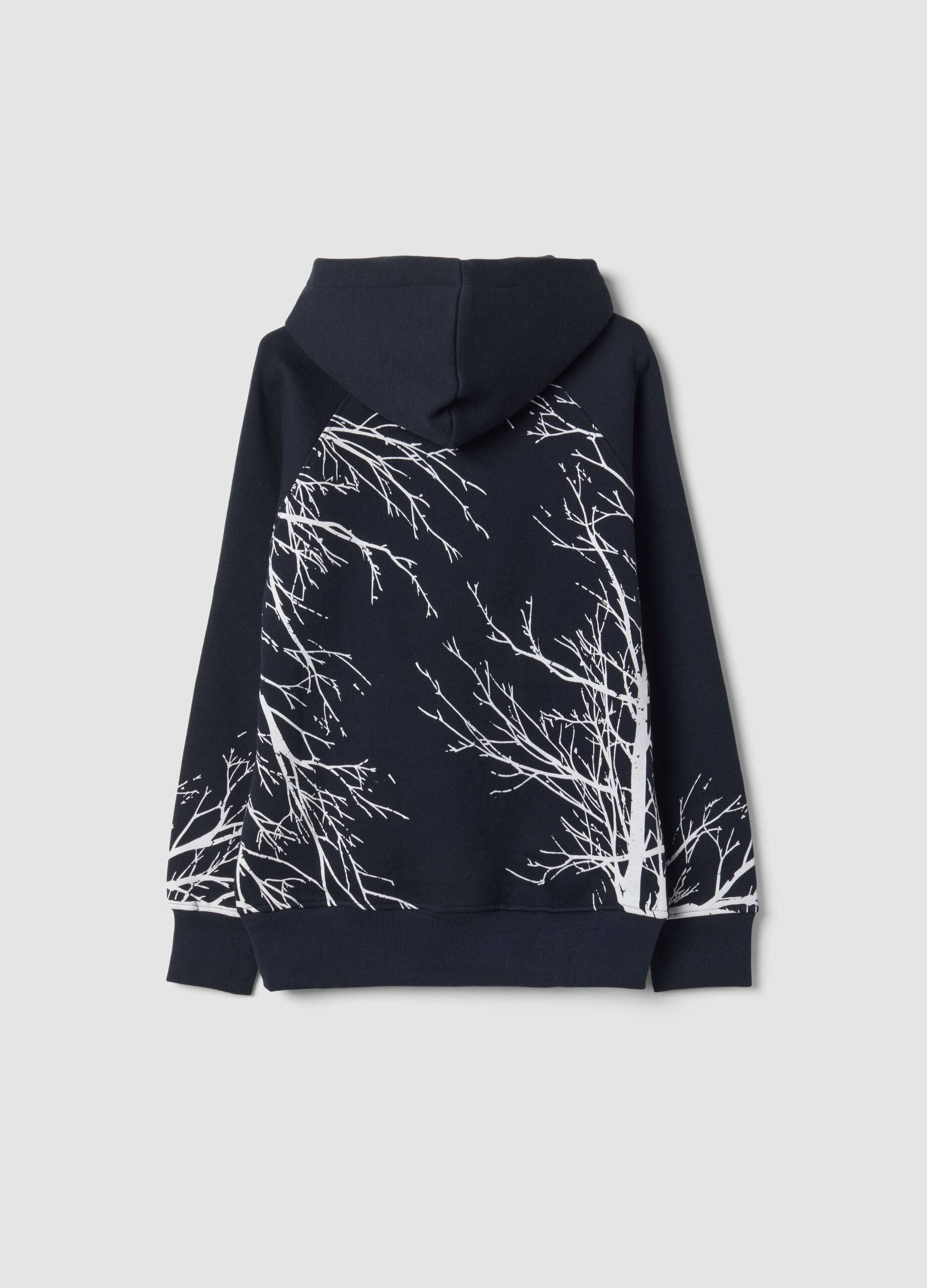 Black cotton-blend hoodie with print, regular fit
