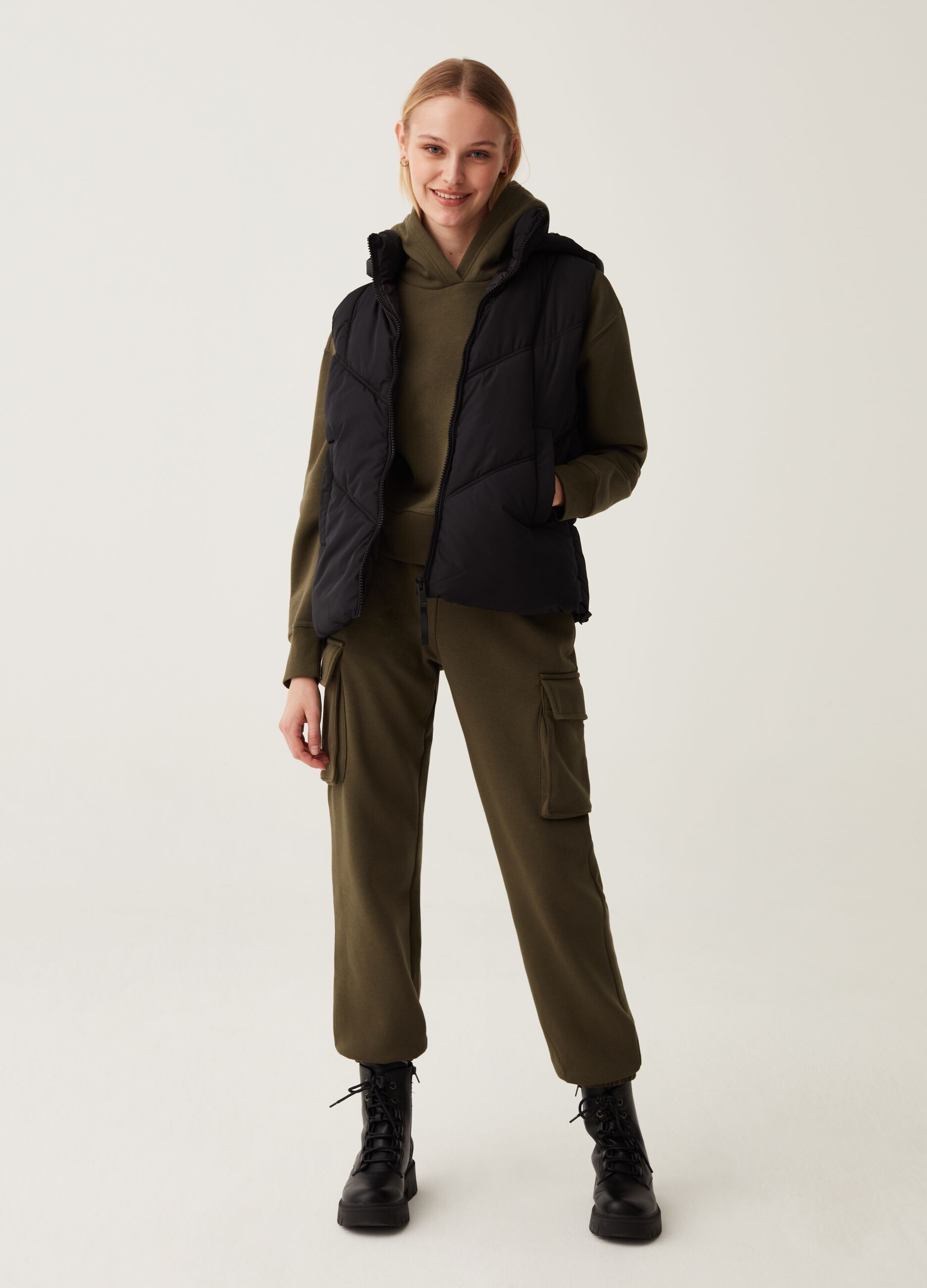 Full-zip quilted gilet with hood_0
