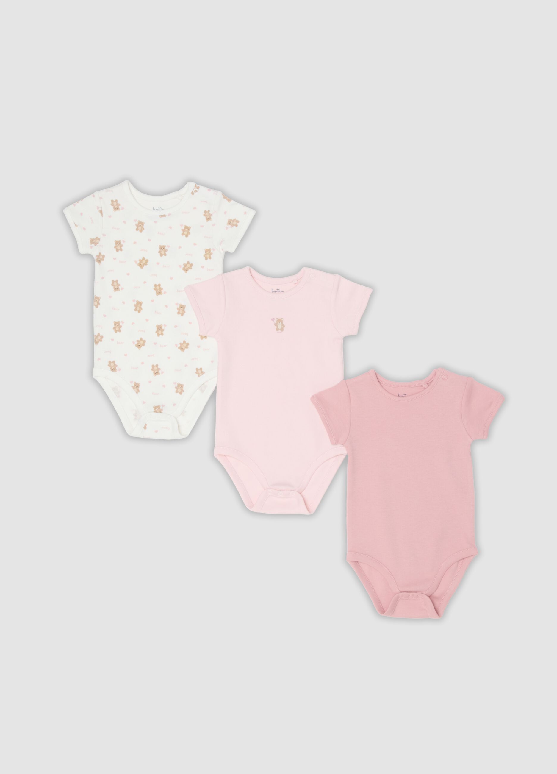 Pack of 3 Pink Organic Cotton Baby Girl Bodysuits