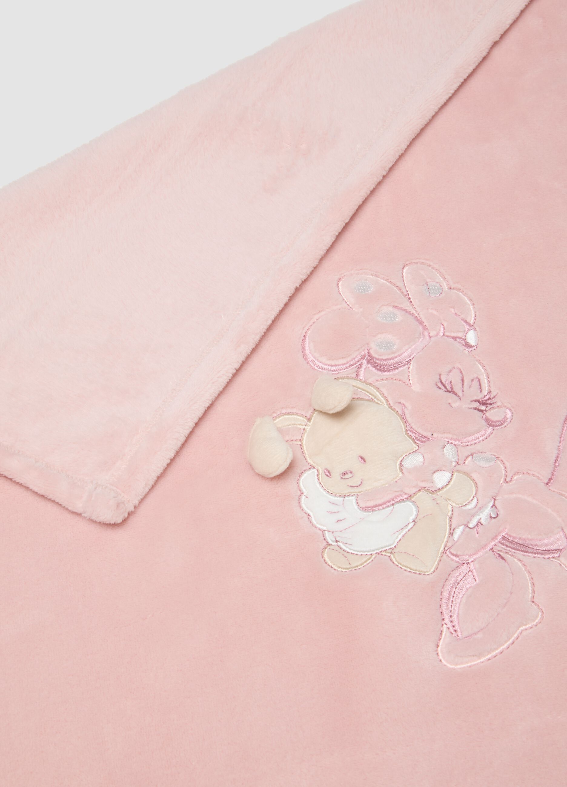 Pink Minnie embroidered baby girl blanket