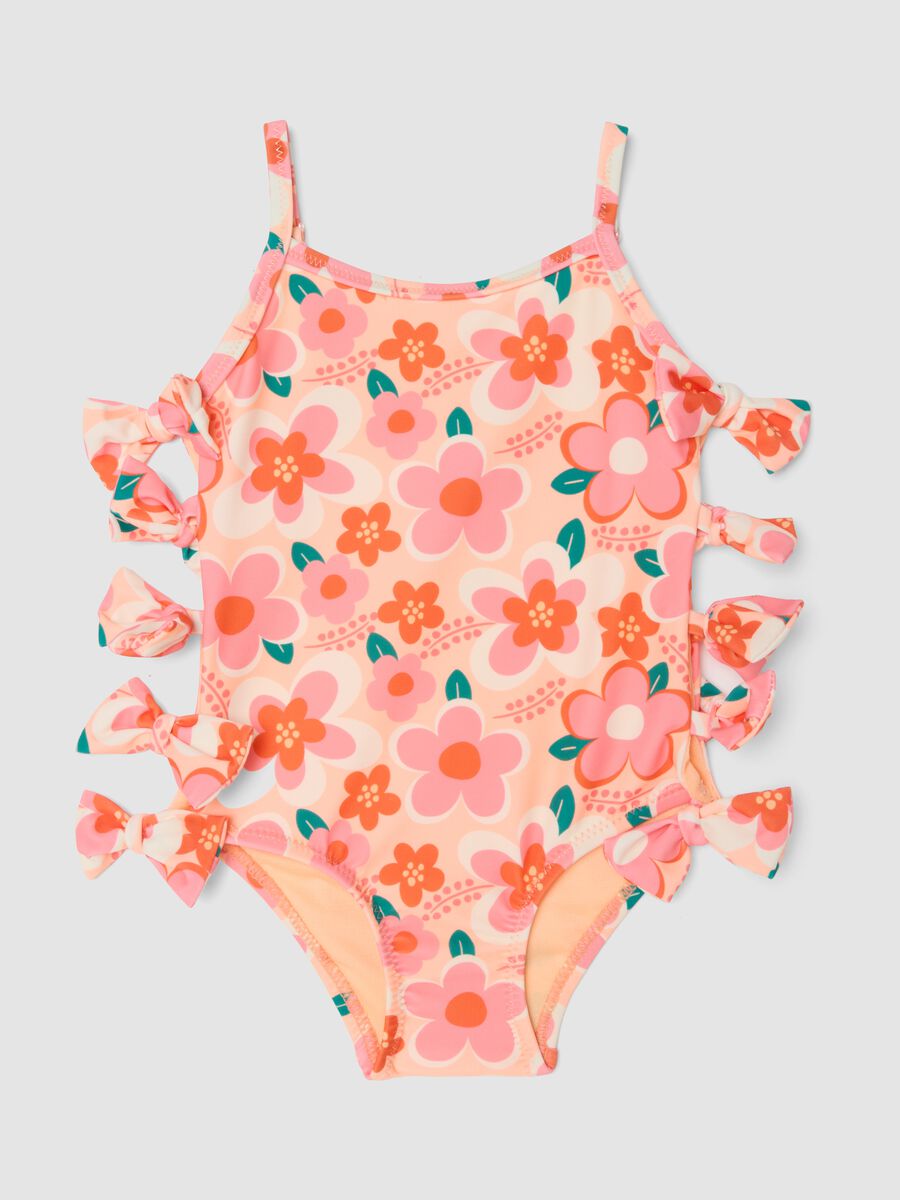 Baby girls&rsquo; multicolour floral one-piece swimsuit in stretch fabric_0