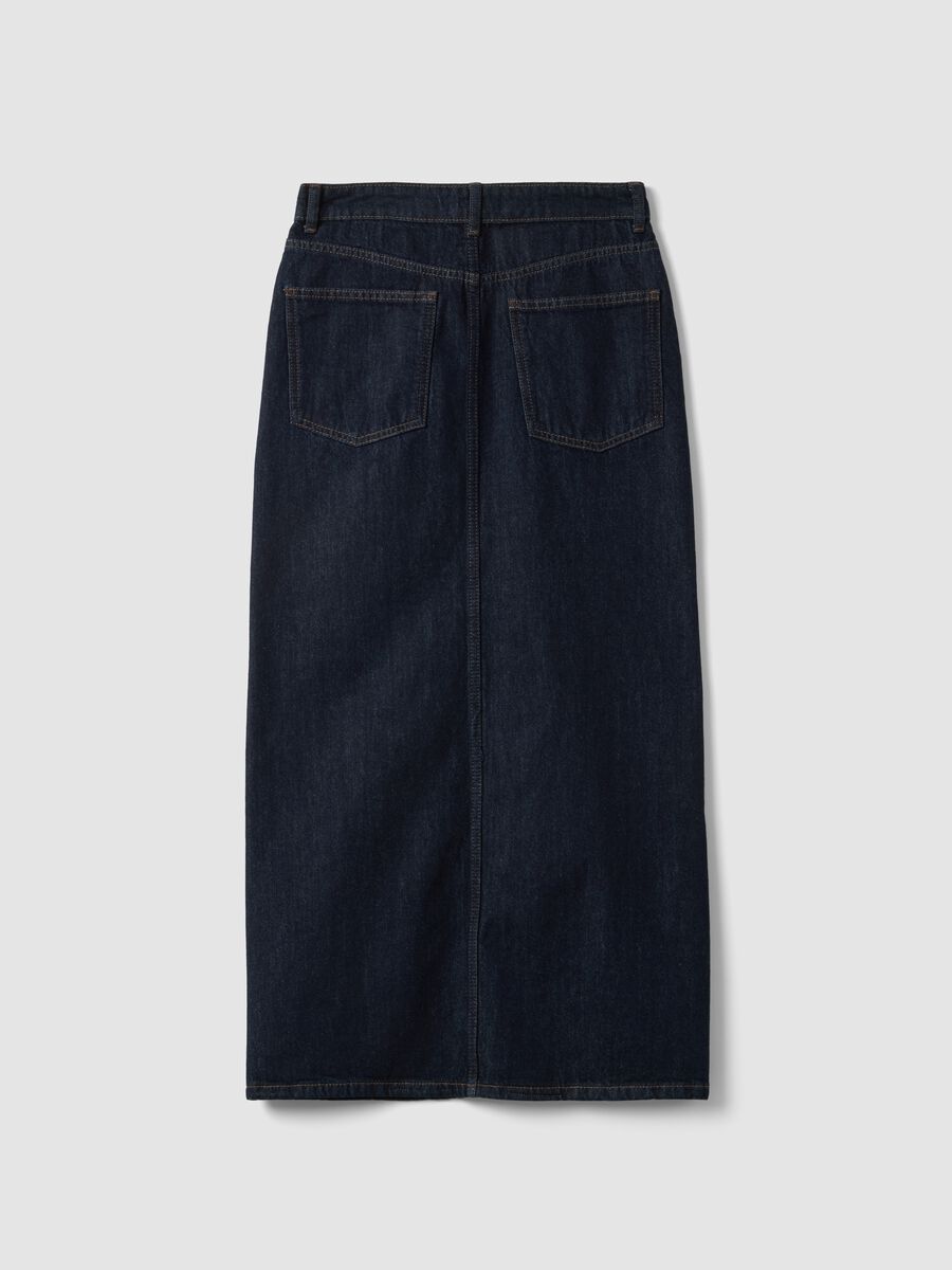 Blue midi skirt in pure cotton denim_6