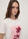 T-shirt bianca in puro cotone con girocollo e stampa floreale regular fit_0
