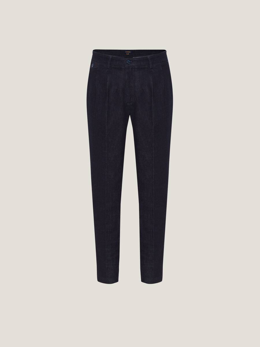 Chino trousers in denim with darts_3