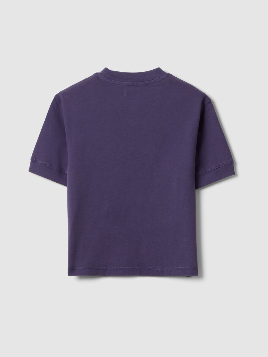 Children's purple pure cotton T-shirt, regular fit with patch_1