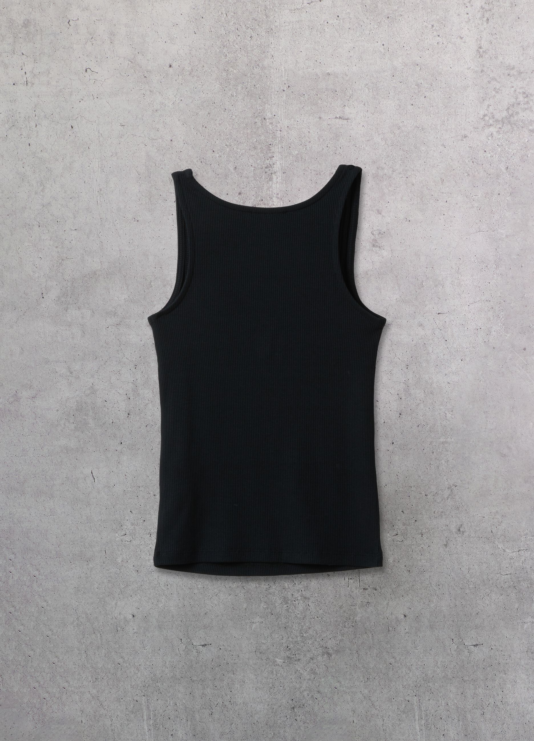 Black Square-Neck Tank Top
