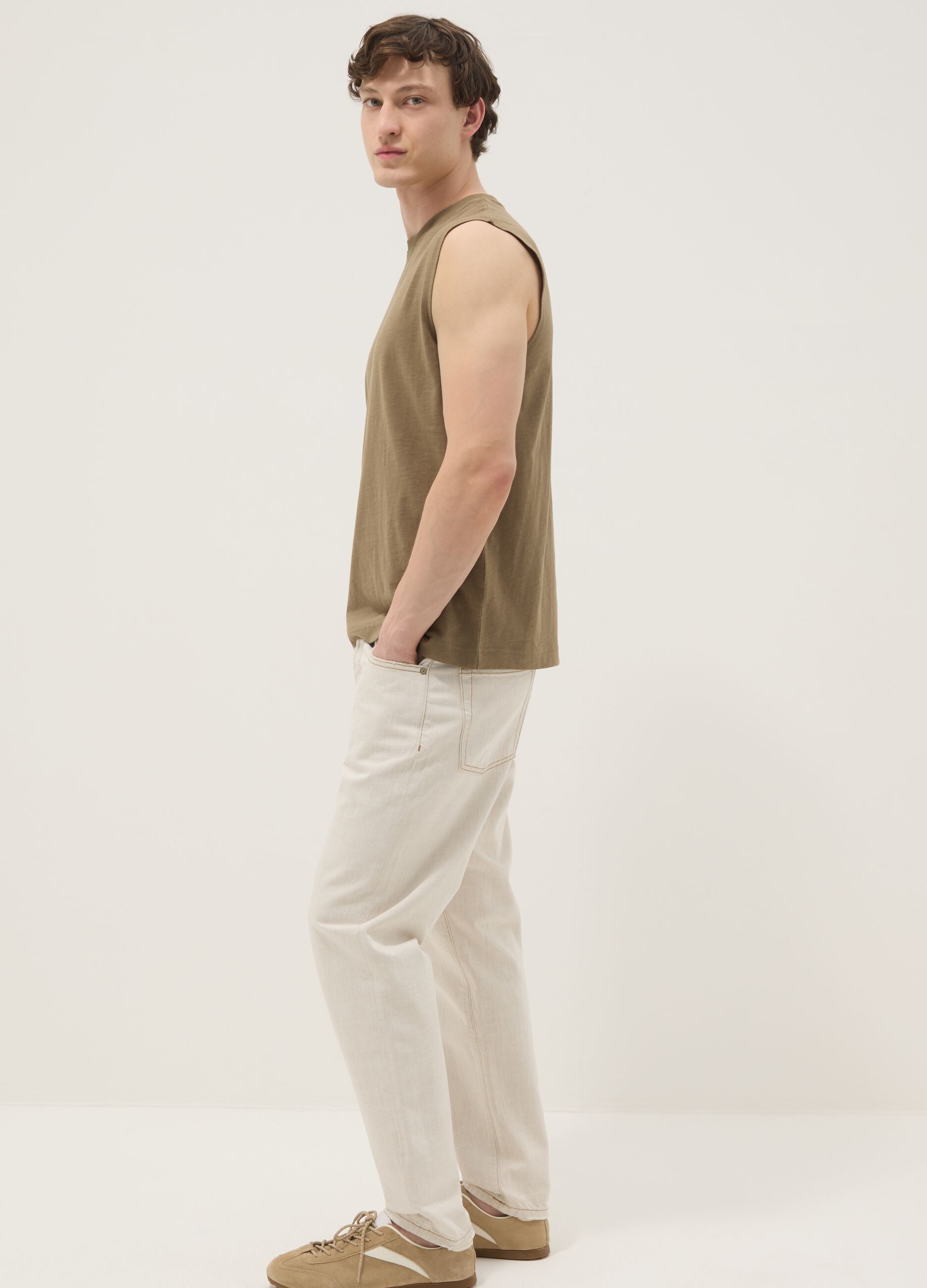 Brown pure cotton vest top