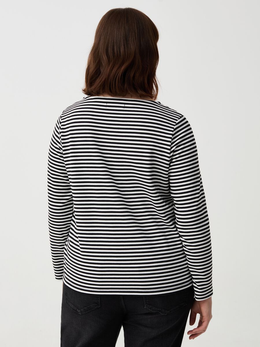Long-sleeved striped knit shirt_2
