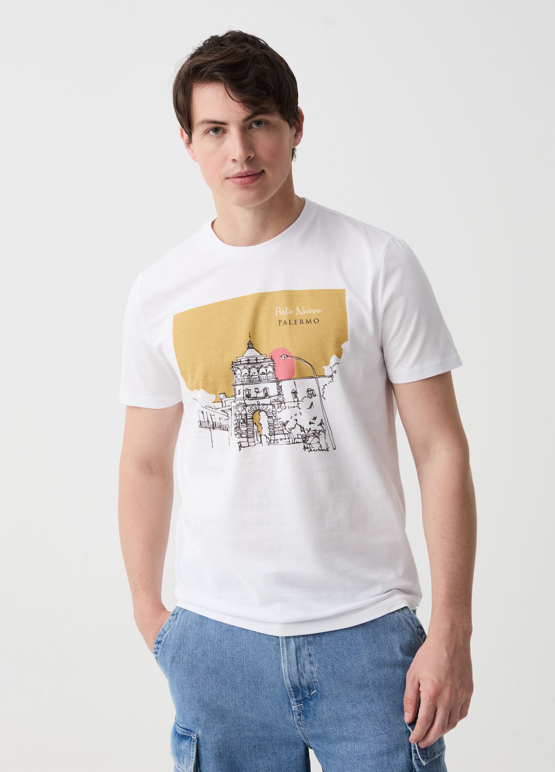 T-shirt in cotone con stampa Palermo