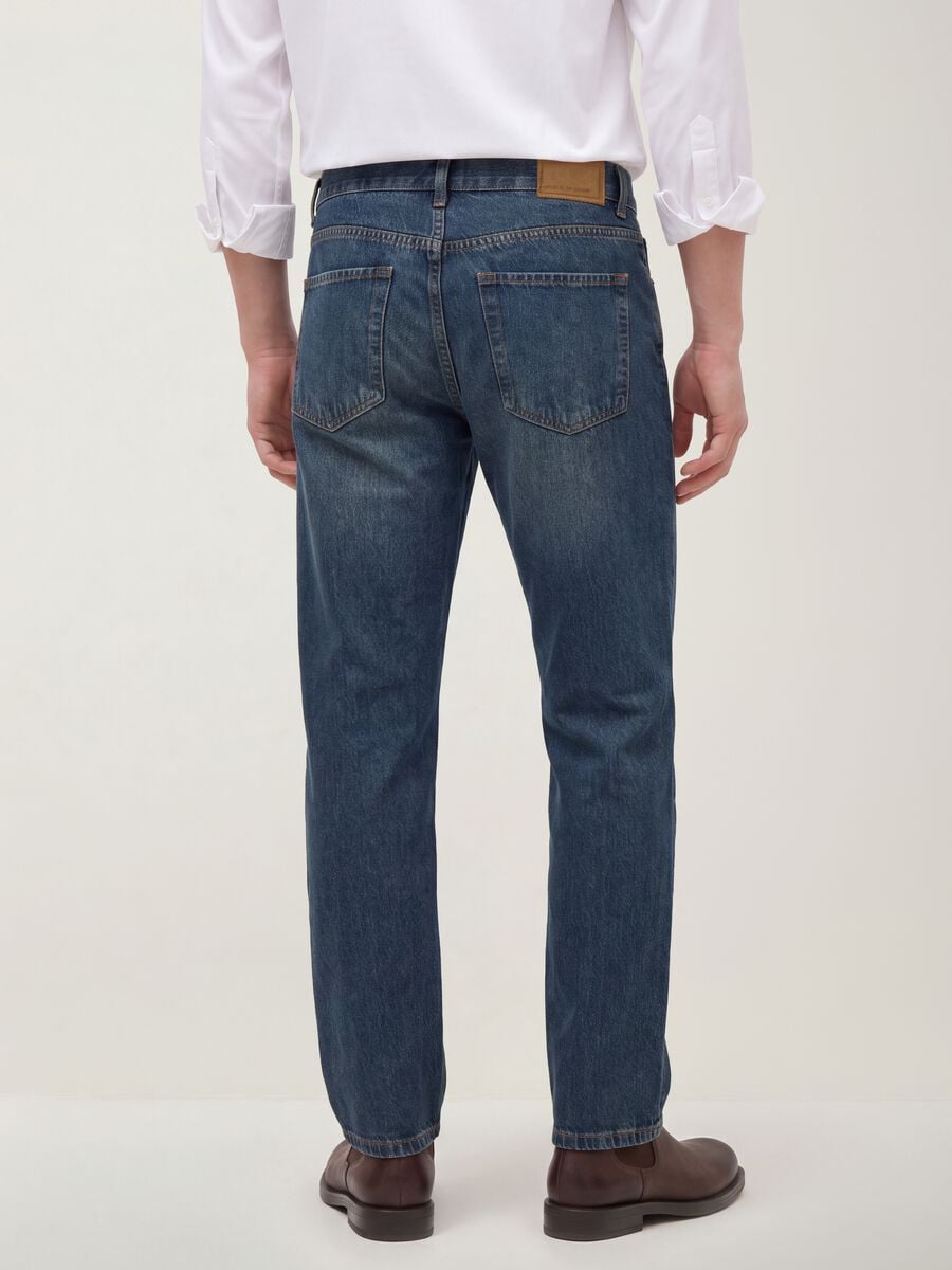 Blue pure cotton straight-fit denim jeans_2