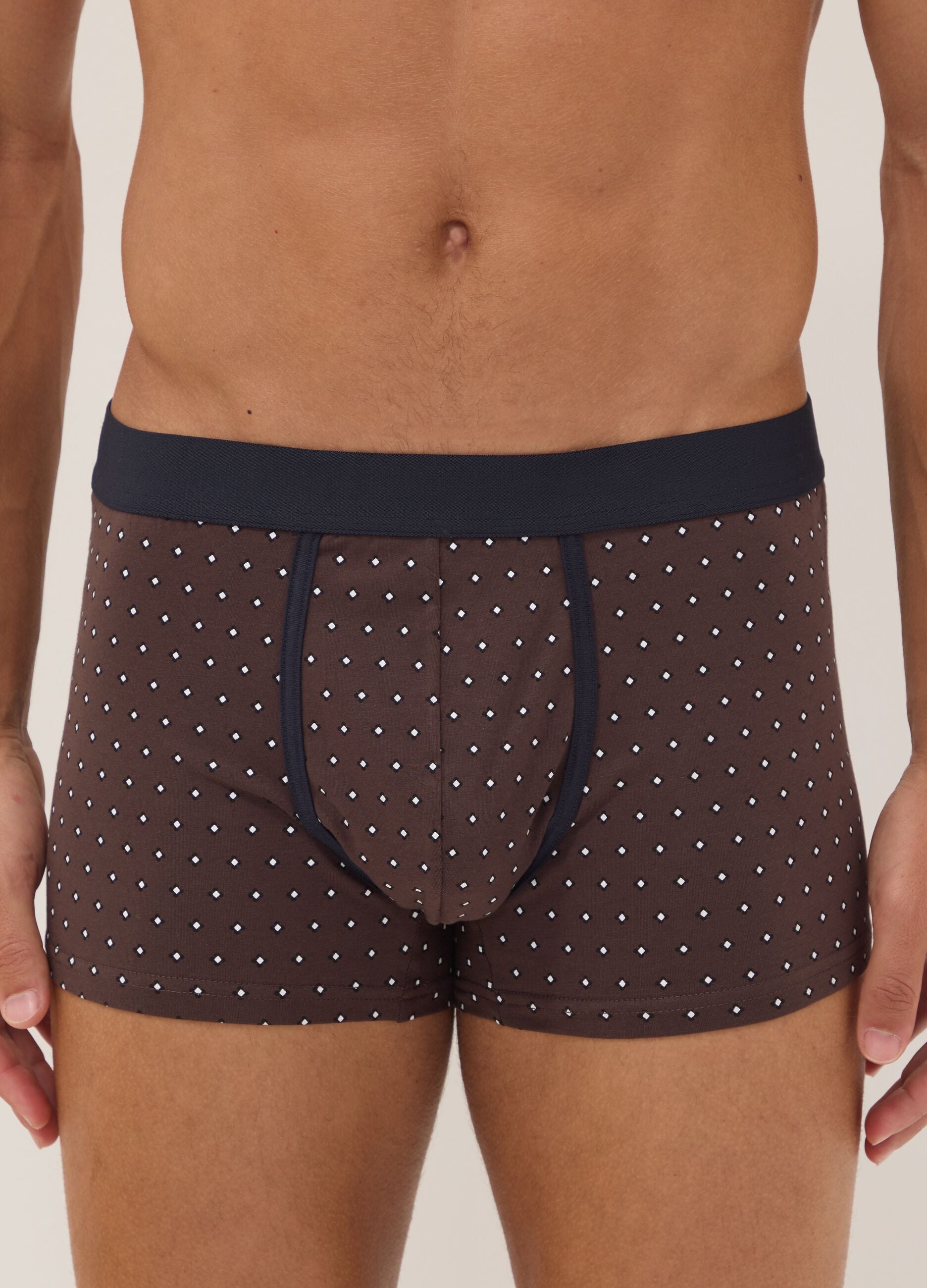 3er-Pack braune Boxer aus elastischer Bio-Baumwolle mit Punkten