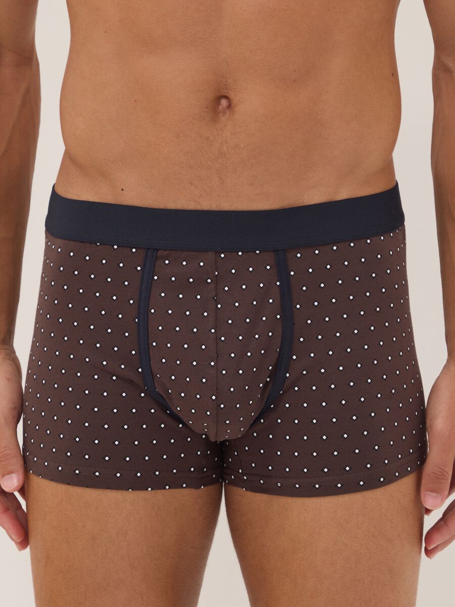 3er-Pack braune Boxer aus elastischer Bio-Baumwolle mit Punkten_1