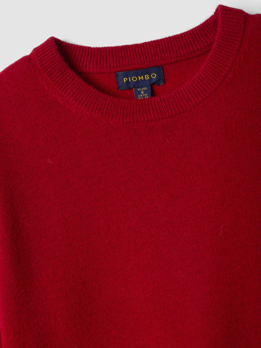 Maglia rossa in pura lana a maniche lunghe regular fit_1