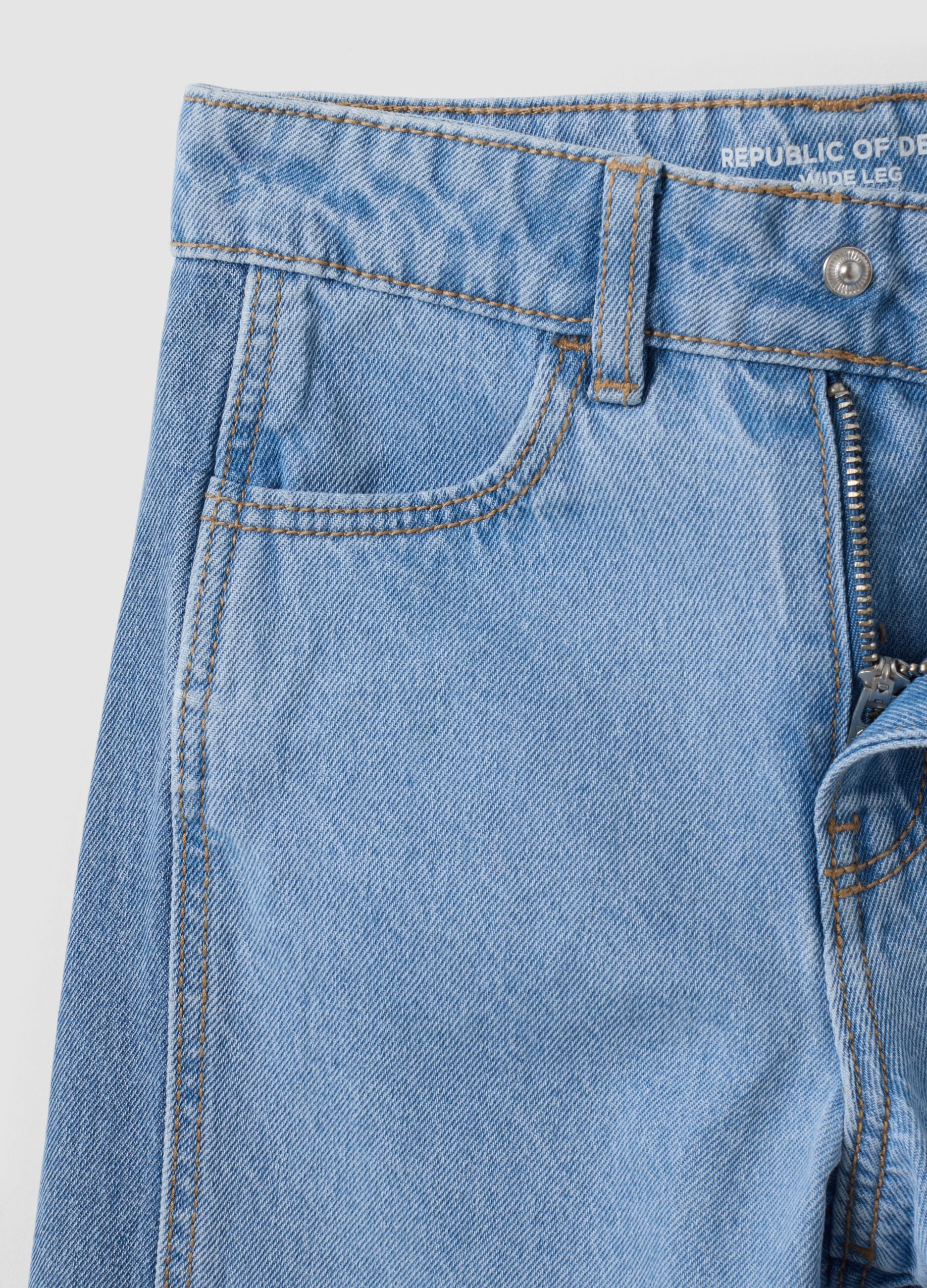 Hellblaue Wide-Leg-Jeans aus reiner Baumwolle f&uuml;r M&auml;dchen