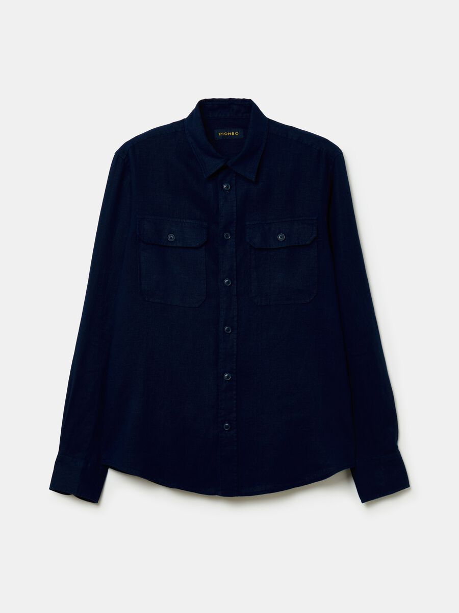 Regular-fit shirt in linen with pockets_3