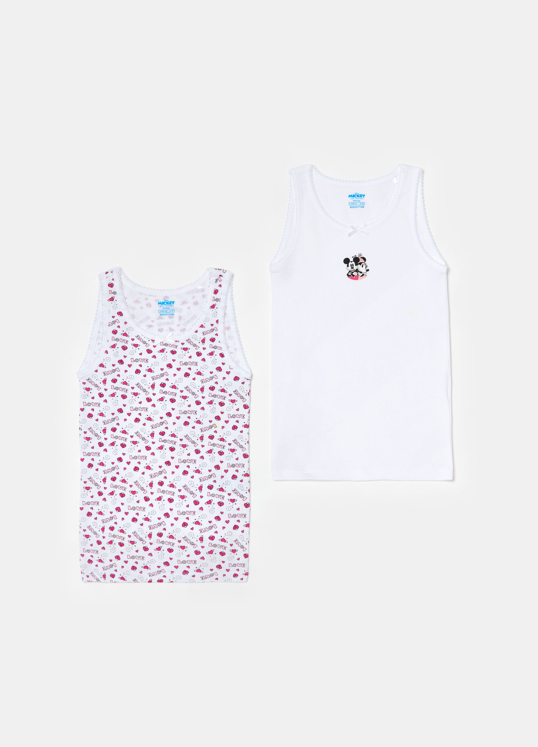 Two-pack organic cotton vests with Minnie Mouse print
