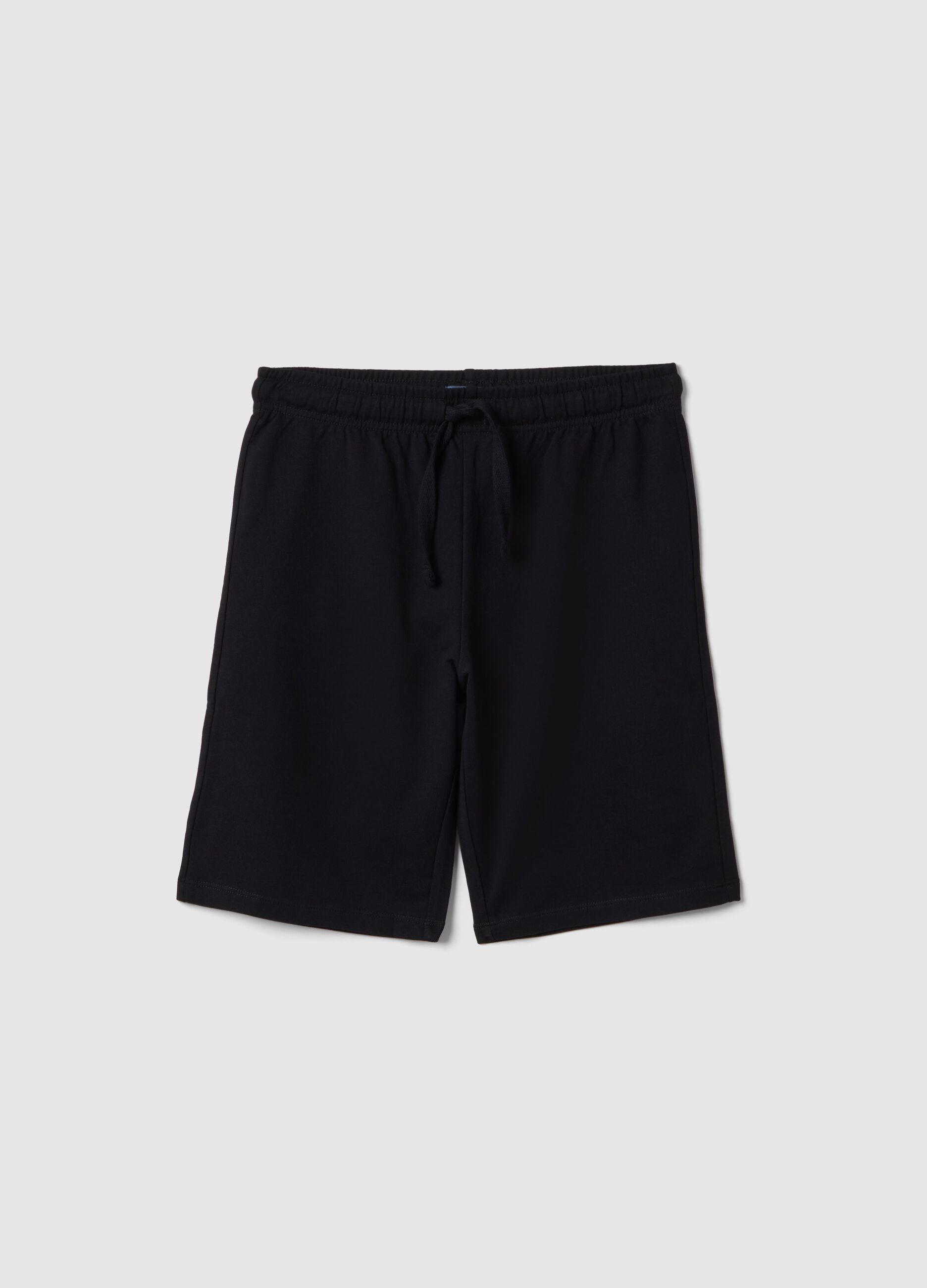 Boy's black pure cotton shorts with regular fit