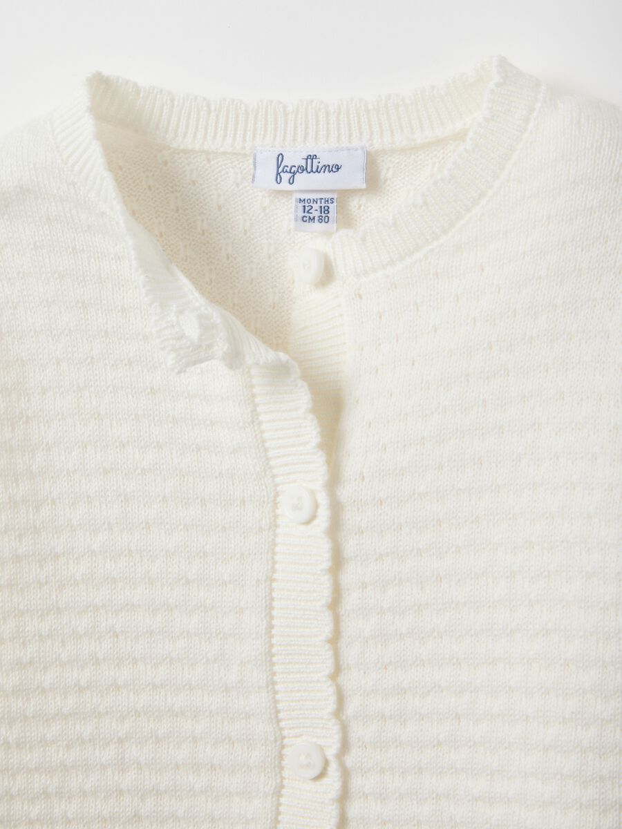 Cardigan branco de algod&atilde;o puro, ajuste regular para menina_2