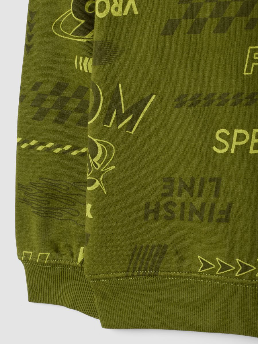 Felpa verde in misto cotone e viscosa con stampe racing over fit_3