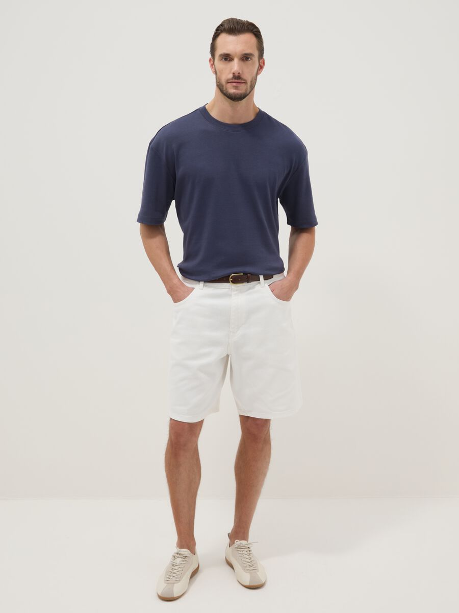 Blaues T-Shirt aus reiner Baumwolle mit kurzen &Auml;rmeln, Relaxed Fit_1