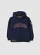 Felpa blu indigo con cappuccio in misto cotone e bottone regular fit_0