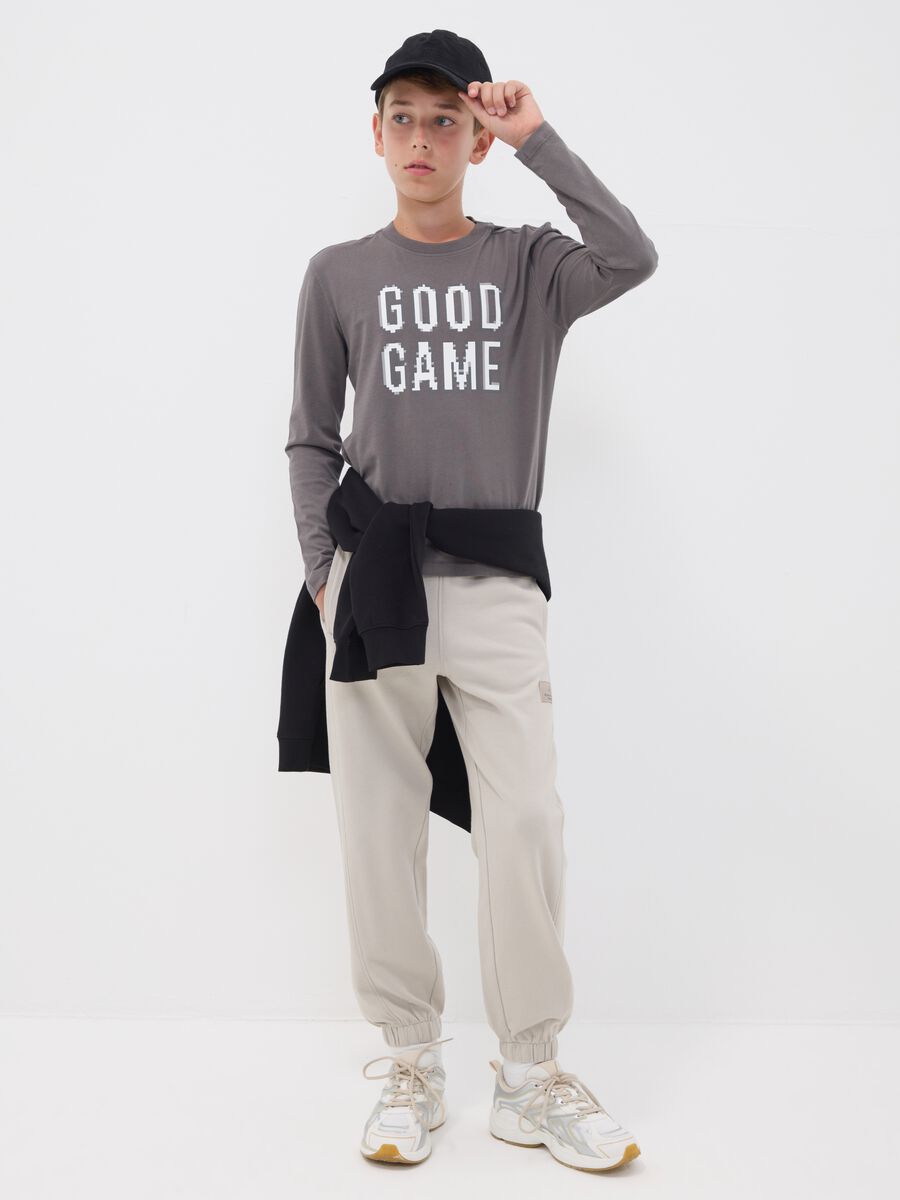 Grey pure cotton oversized joggers for boys_0