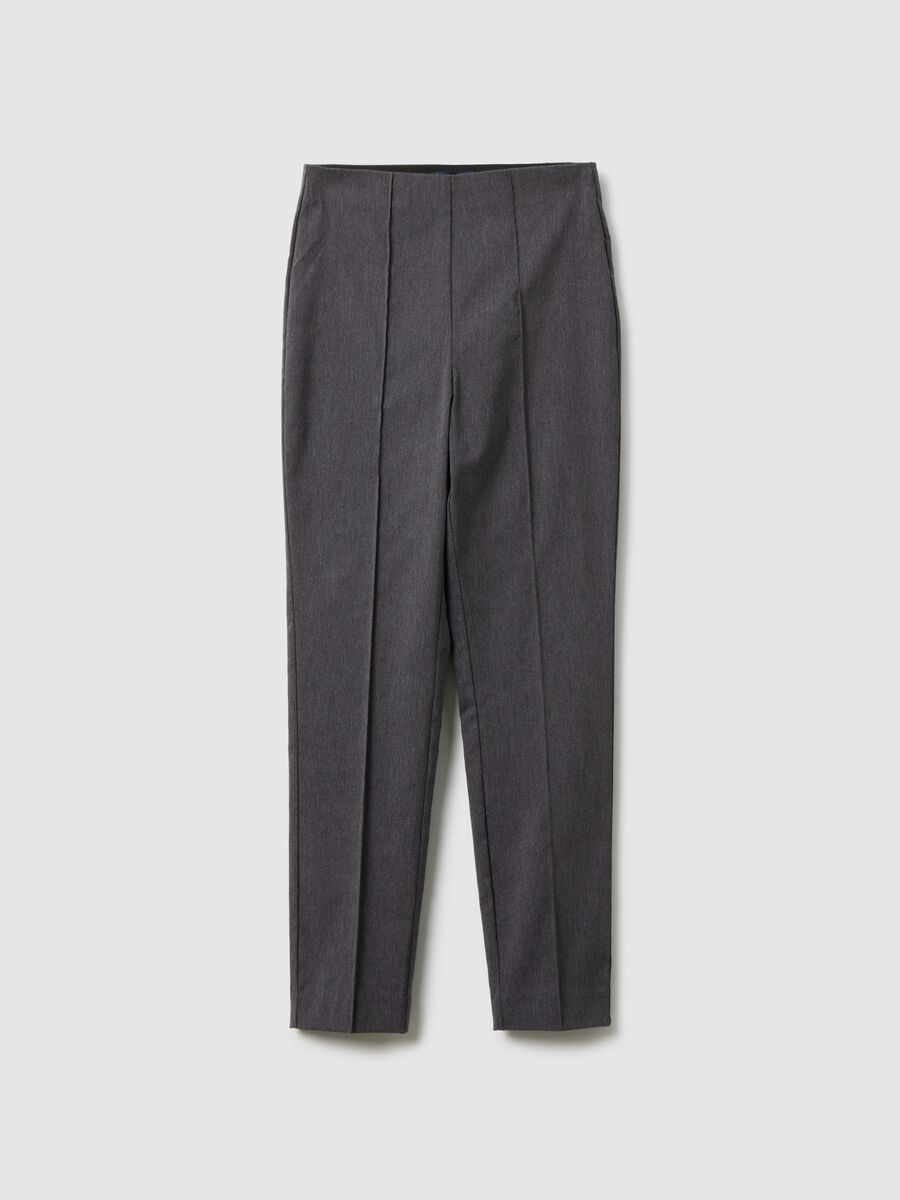 Grey Slim Fit Treggings Trousers_4