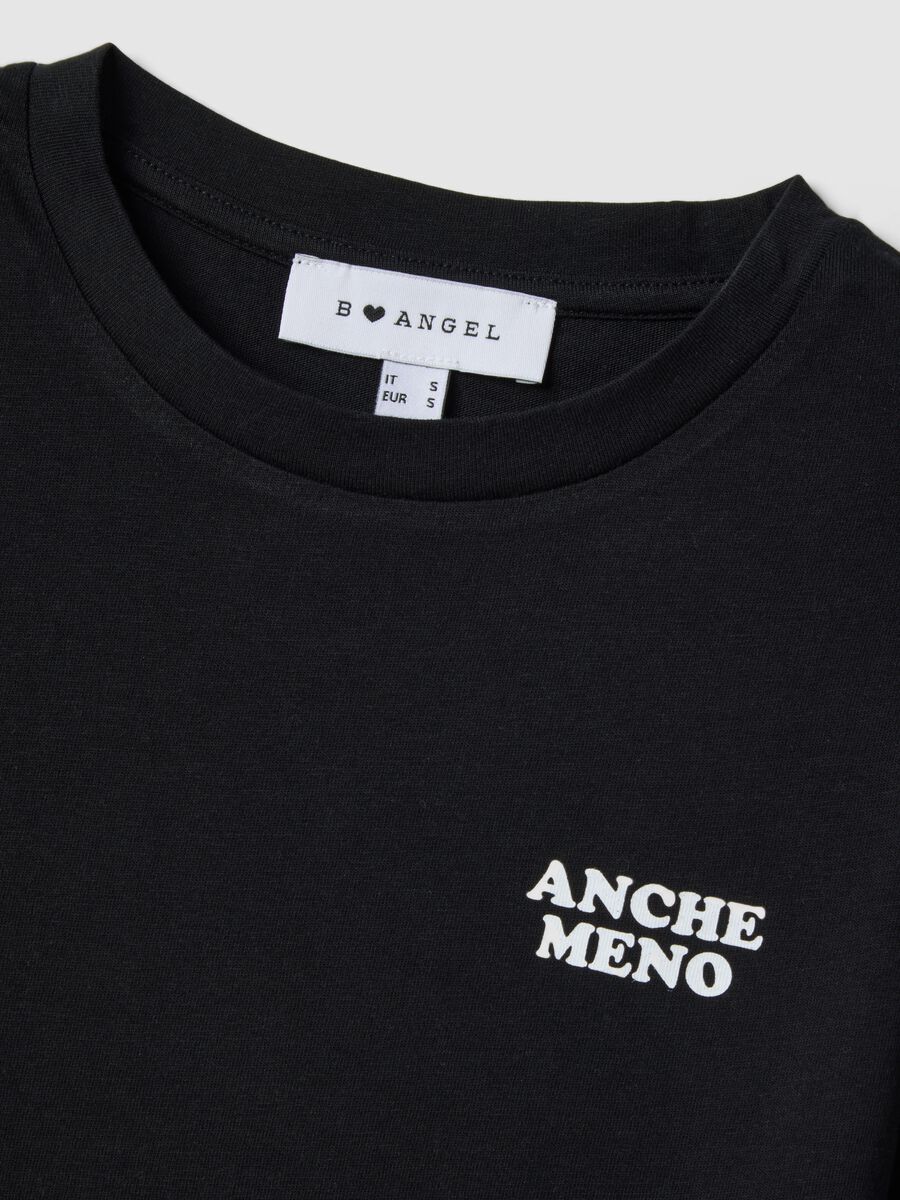 Black slim fit pure cotton T-shirt with print_1