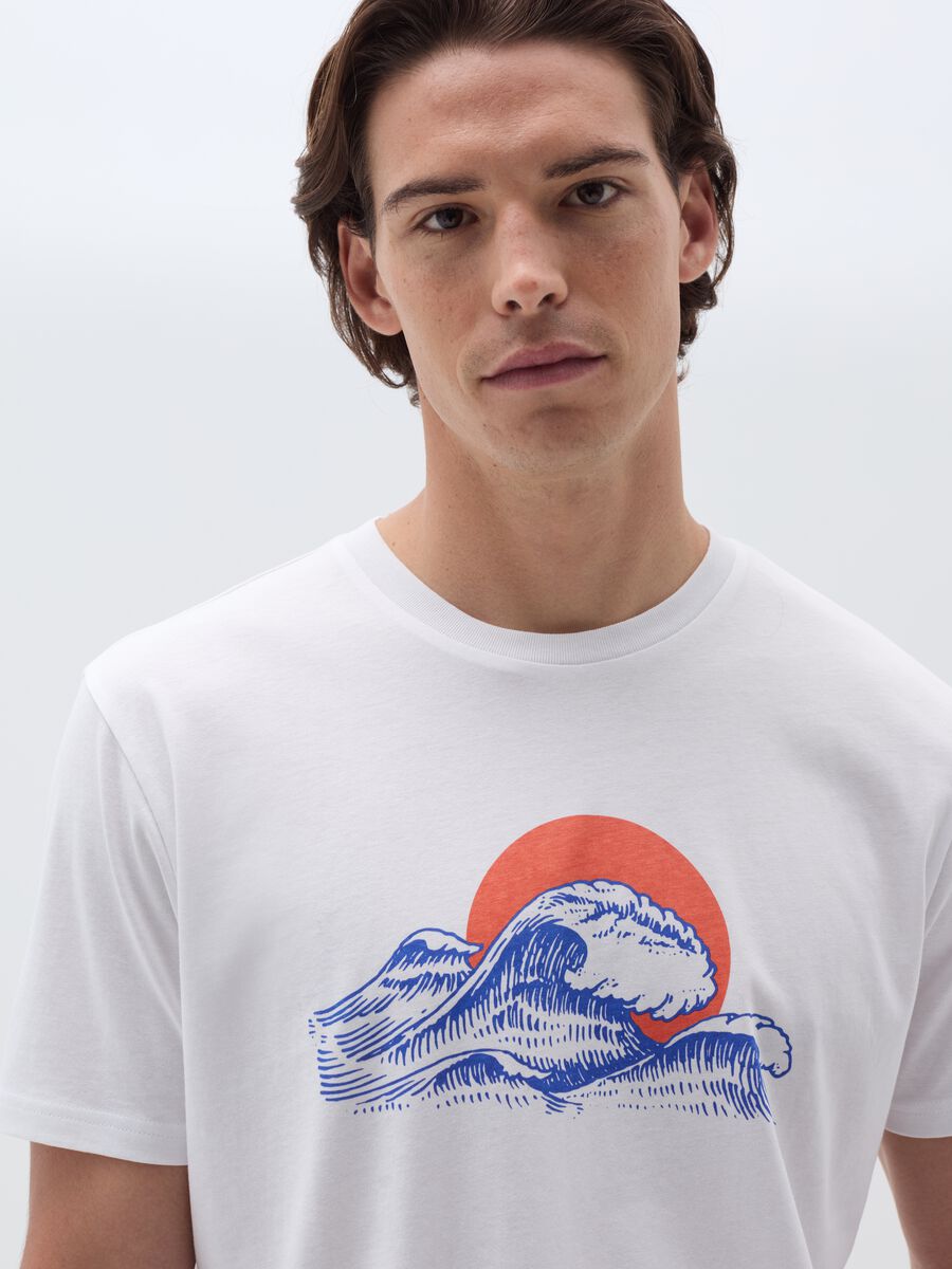 Cotton T-shirt with waves print_1