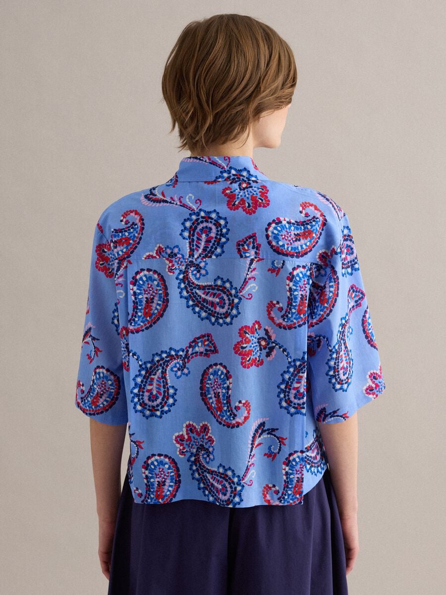 Mehrfarbiges Hemd aus reiner Baumwolle mit Muster und Oversize-Fit_3