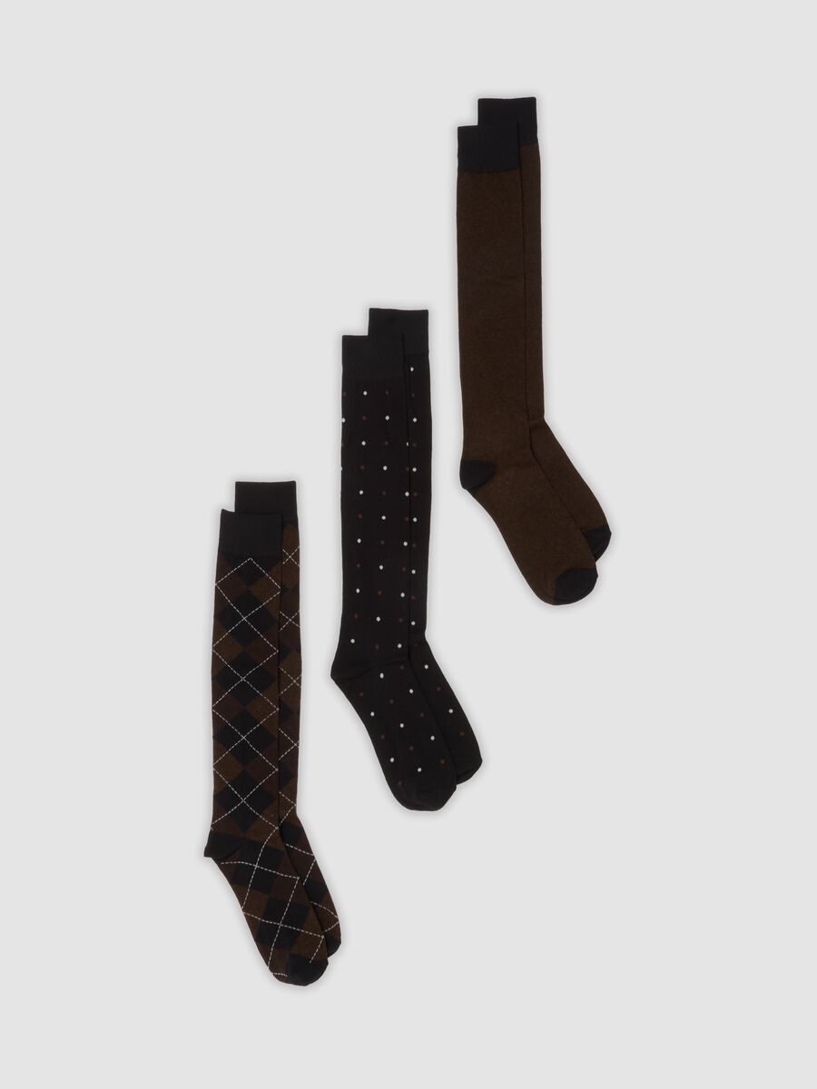 3-pack of brown long socks in stretch organic cotton_0