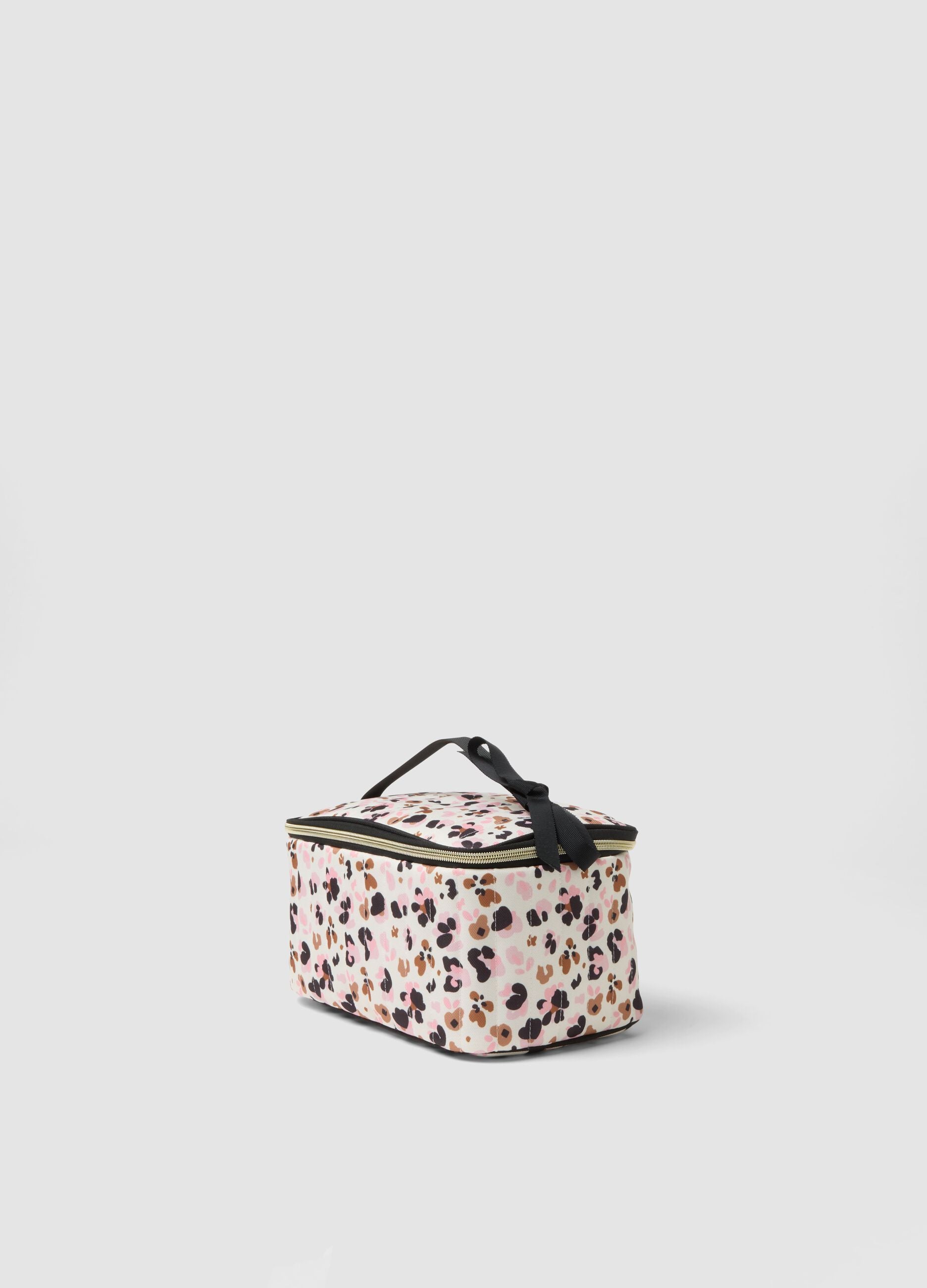White animal-print beauty case