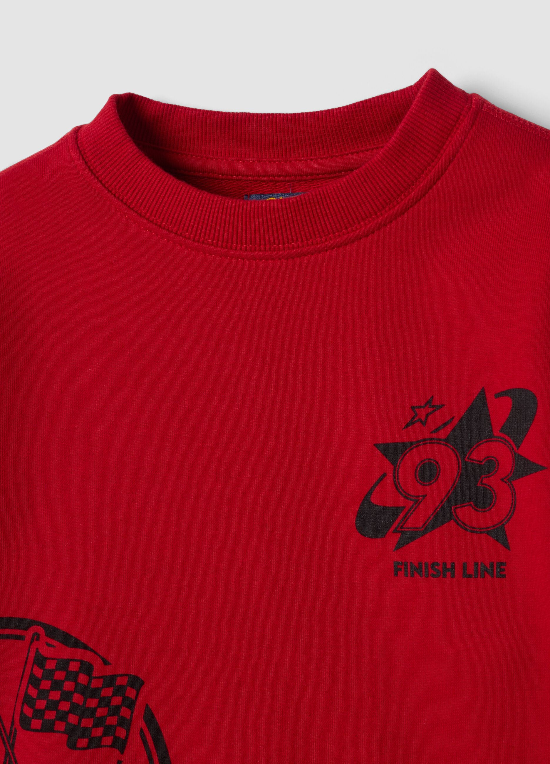 Red crew-neck sweatshirt in pure organic cotton