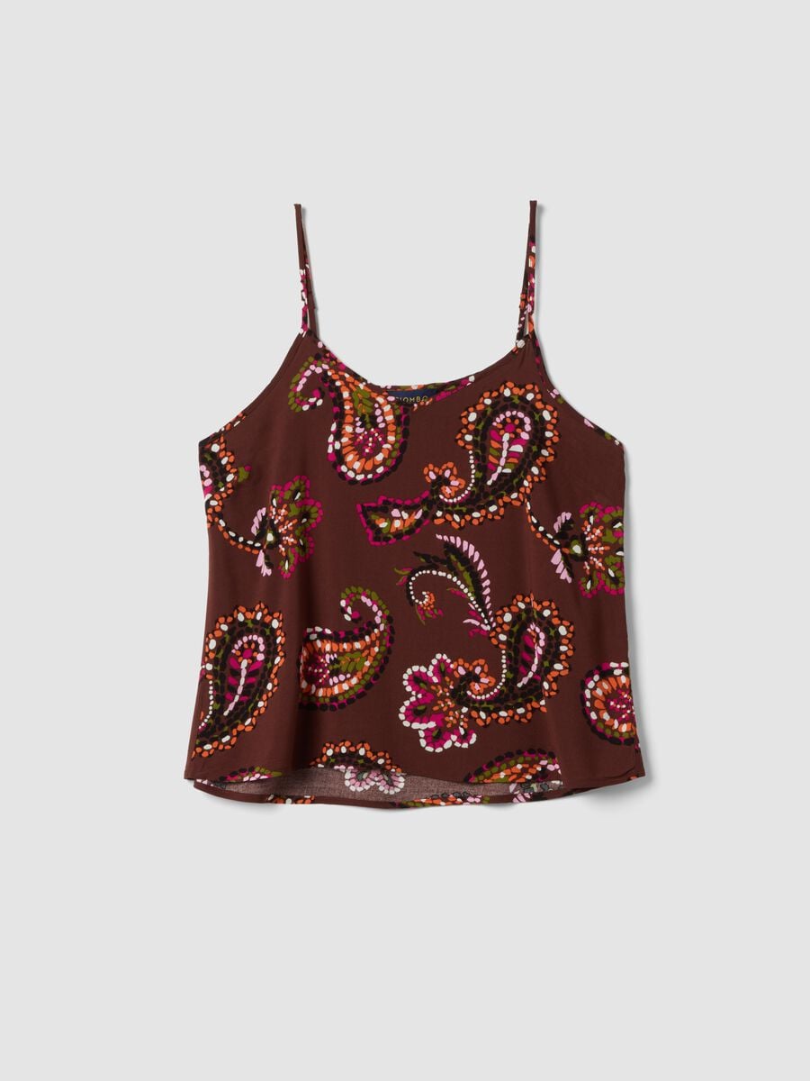Braunes Tanktop aus reiner Viskose mit Paisley-Print_4