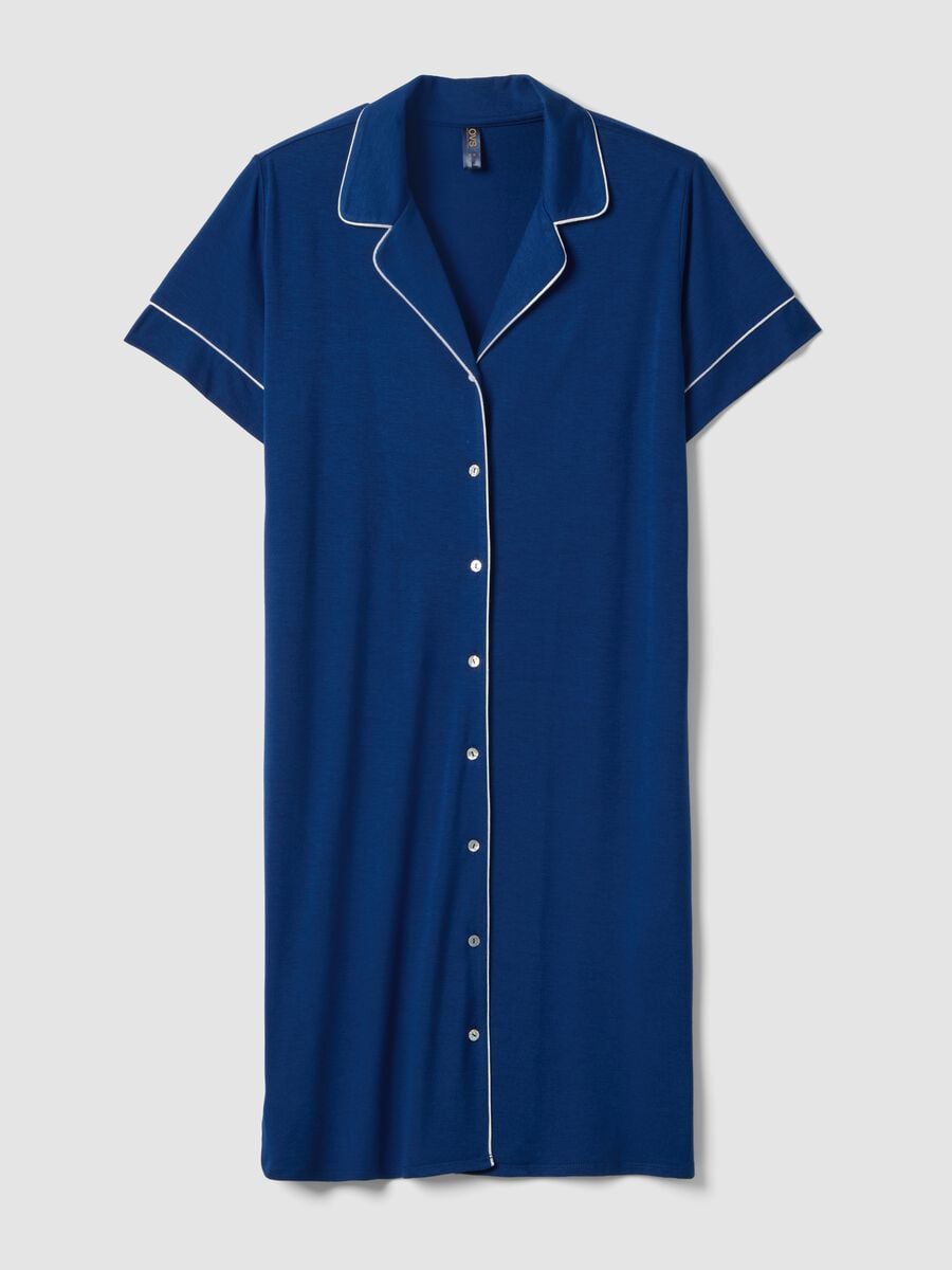 Blue V-neck stretchy viscose blend nightdress_4