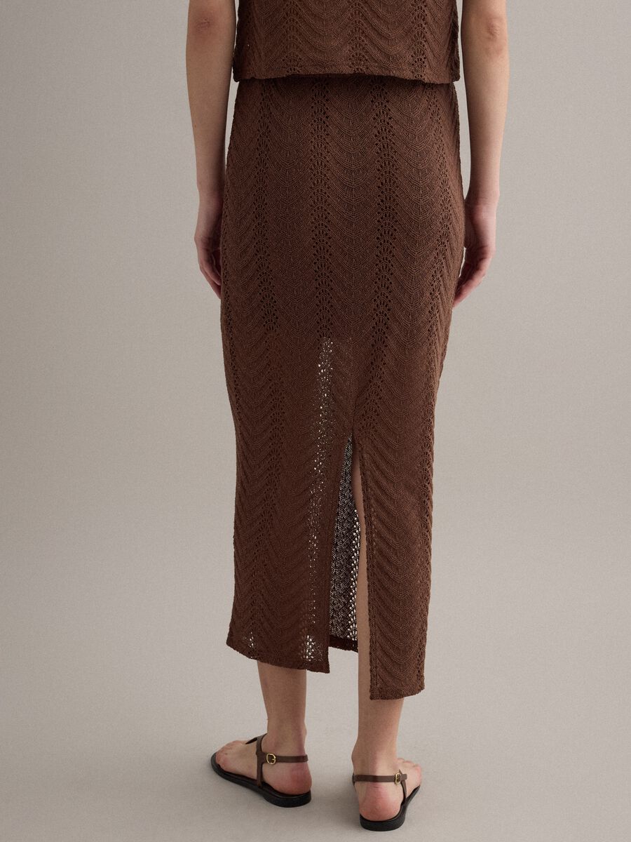Brown maxi skirt in a regular fit with openwork design_2