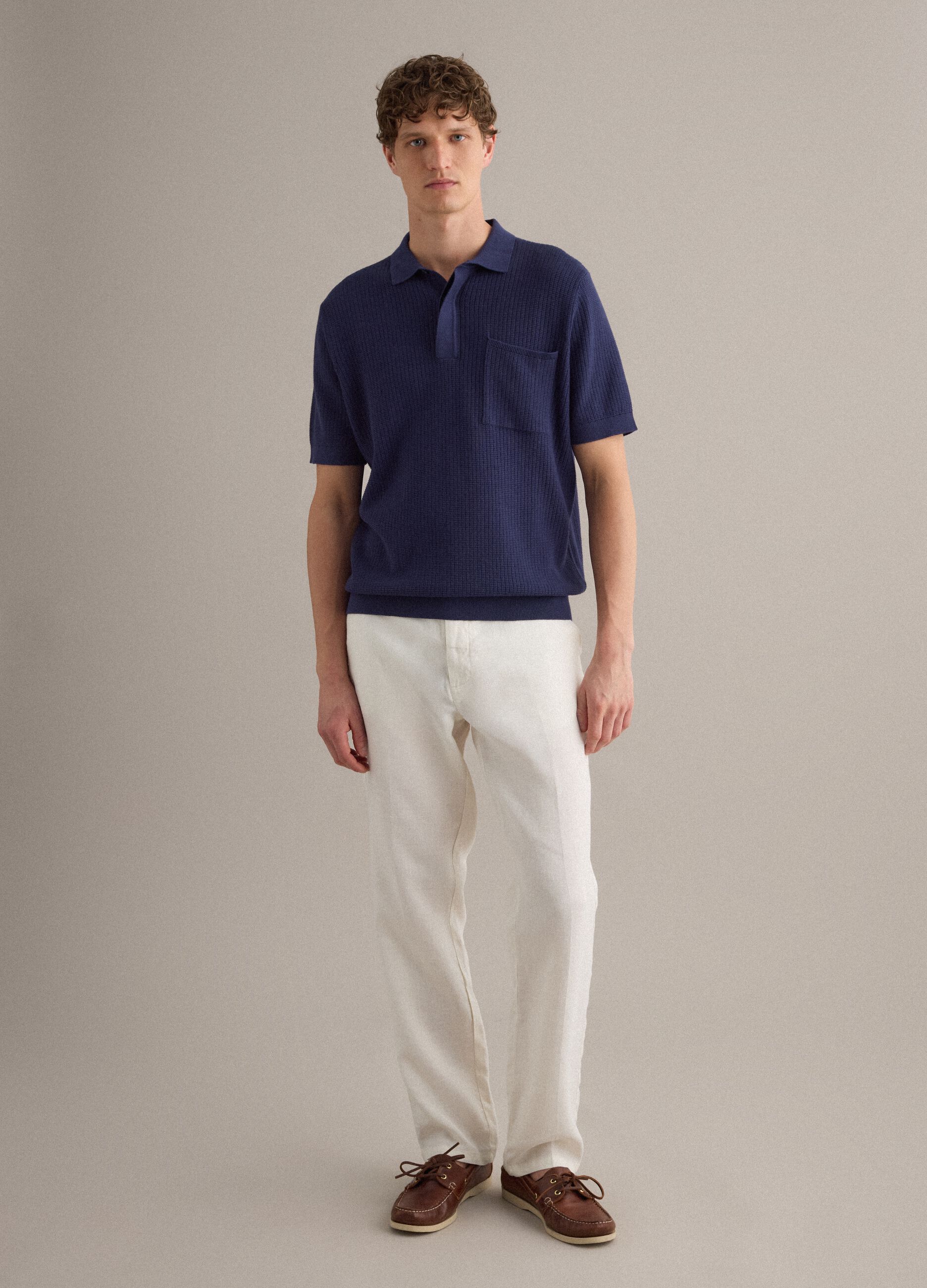 Wei&szlig;e Chinohose aus reinem Leinen, Regular Fit