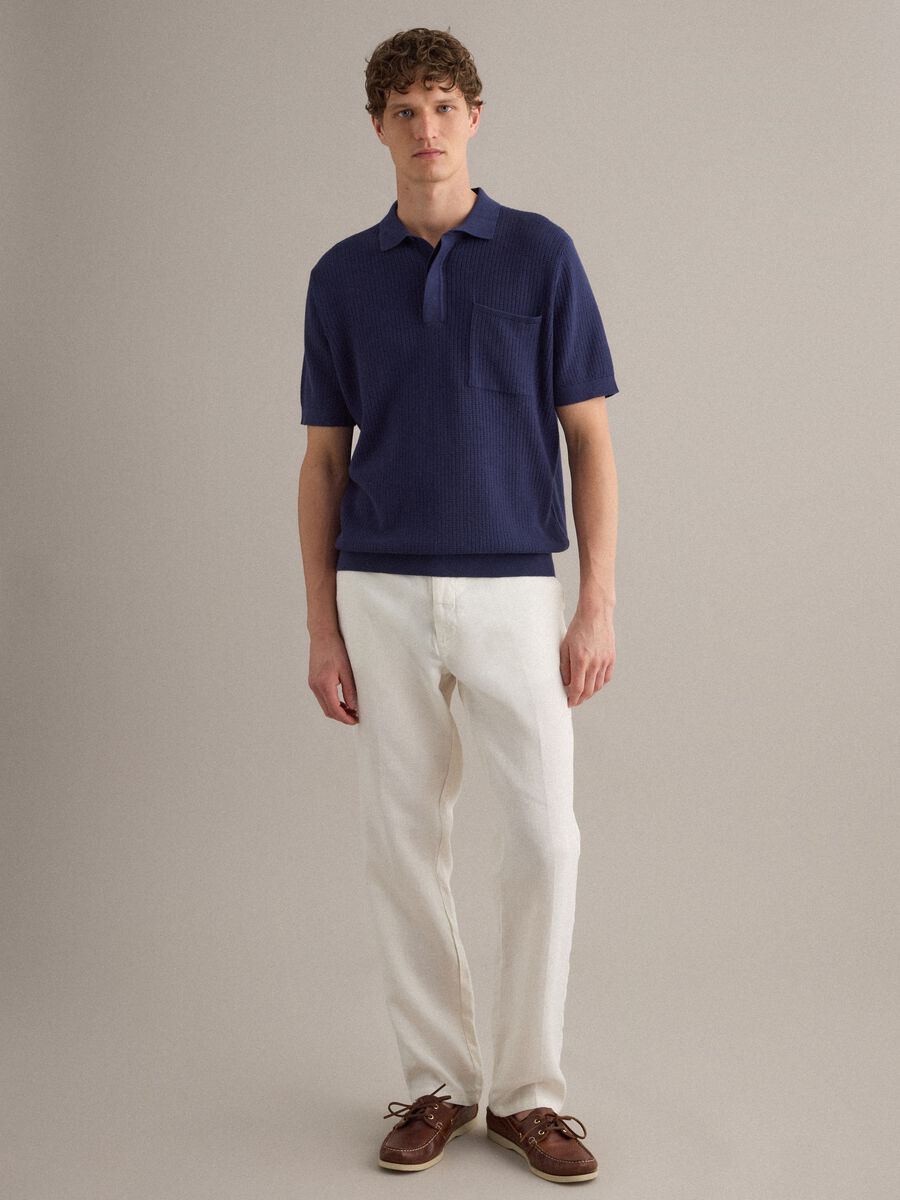 White pure linen chino trousers, regular fit_0