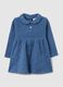 Baby girl's blue dress in pure cotton with regular fit and round neckline_0